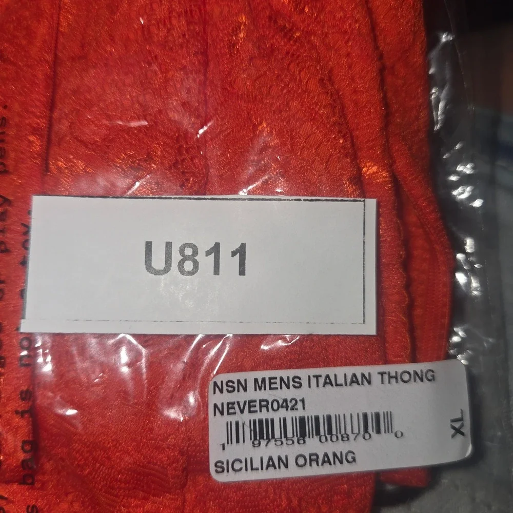 Cosabella‎ Sicilian Orange Mid-Rise Men's Italian Lace Thong Stretch Underwear